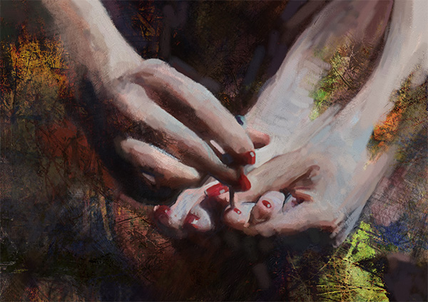 digital painting of hands and feet