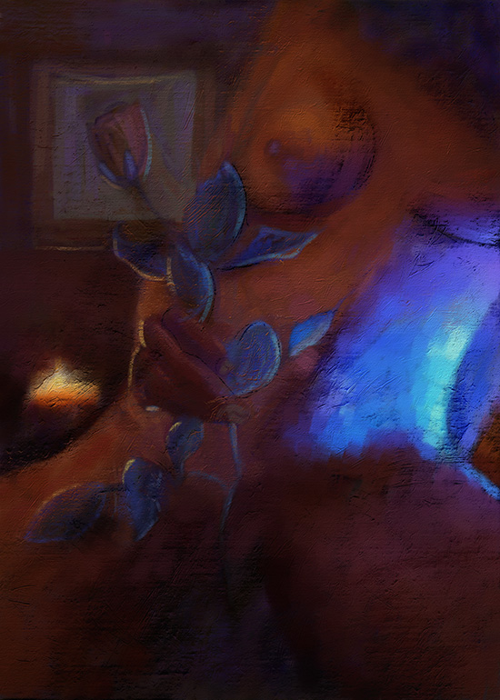 digital painting of Josie with flower