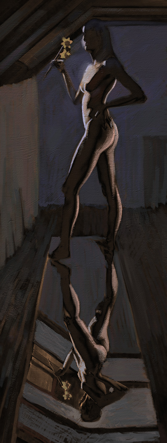 digital painting of Josie standing on mirror